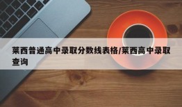 莱西普通高中录取分数线表格/莱西高中录取查询