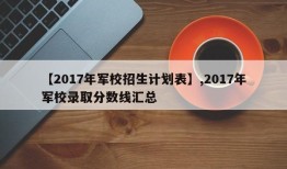 【2017年军校招生计划表】,2017年军校录取分数线汇总