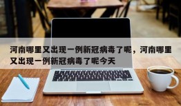 河南哪里又出现一例新冠病毒了呢，河南哪里又出现一例新冠病毒了呢今天