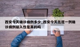 西安今天确诊病例多少_西安今天出现一例确诊病例输入性是真的吗