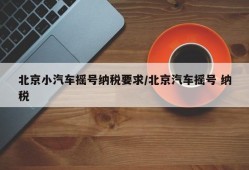 北京小汽车摇号纳税要求/北京汽车摇号 纳税